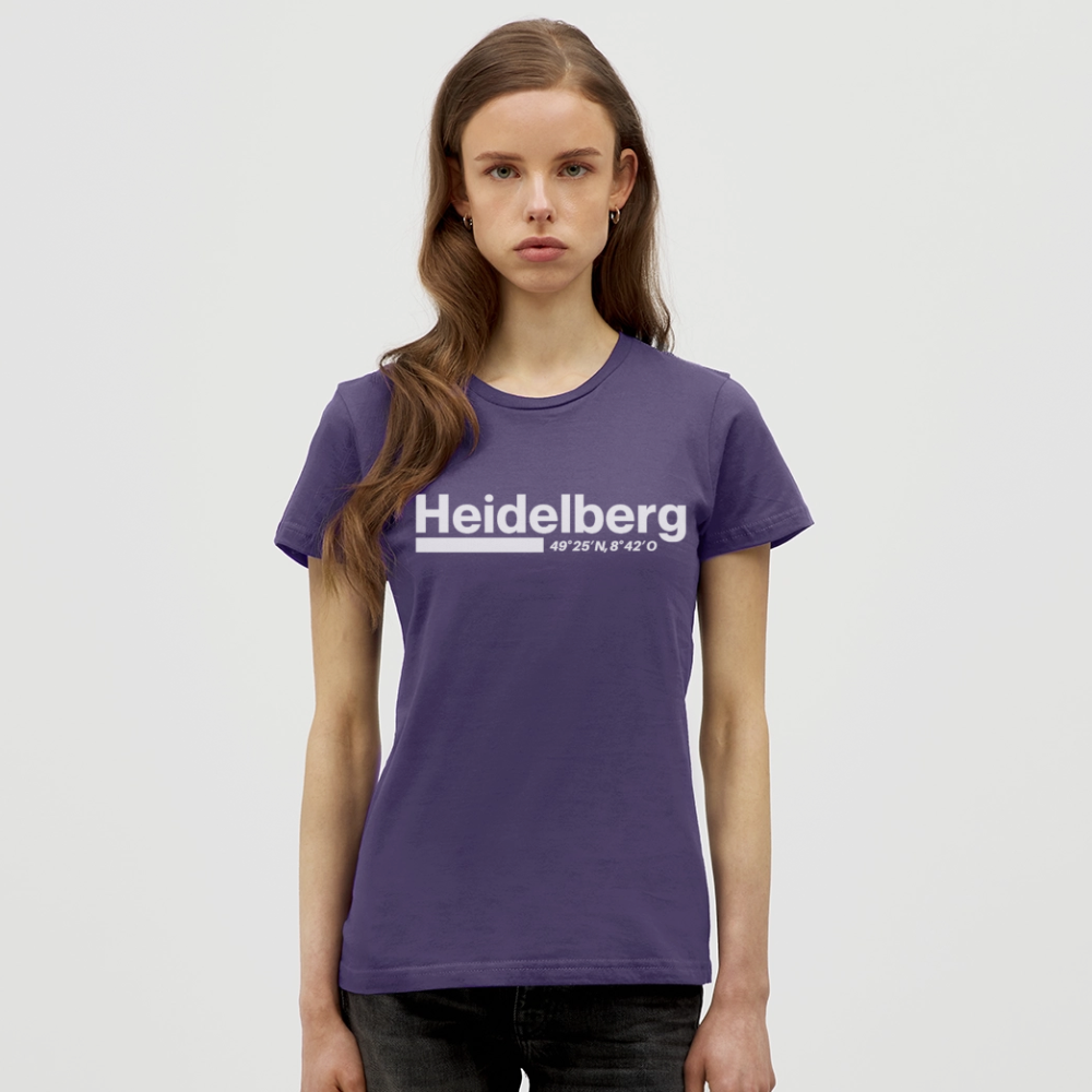 T-Shirt Ladies Heidelberg "Bold GPS White" - Dunkellila