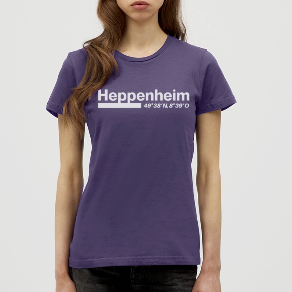 T-Shirt Ladies Heppenheim "Bold GPS White" - Dunkellila
