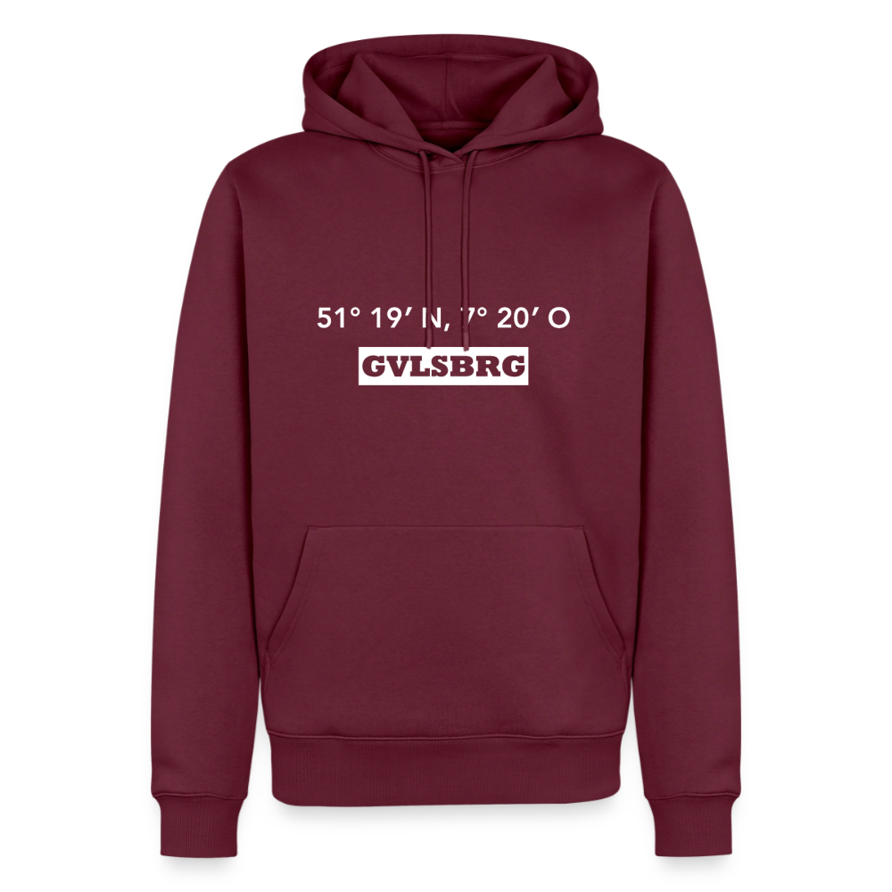 Hoodie Gevelsberg "GVLSBRG GPS" Bright Edition - Burgunderrot