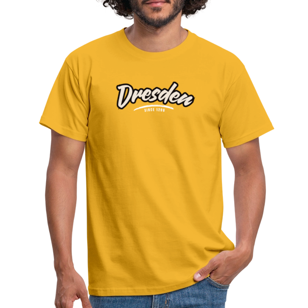 T-Shirt Dresden "Graffiti Tag White" - Gelb