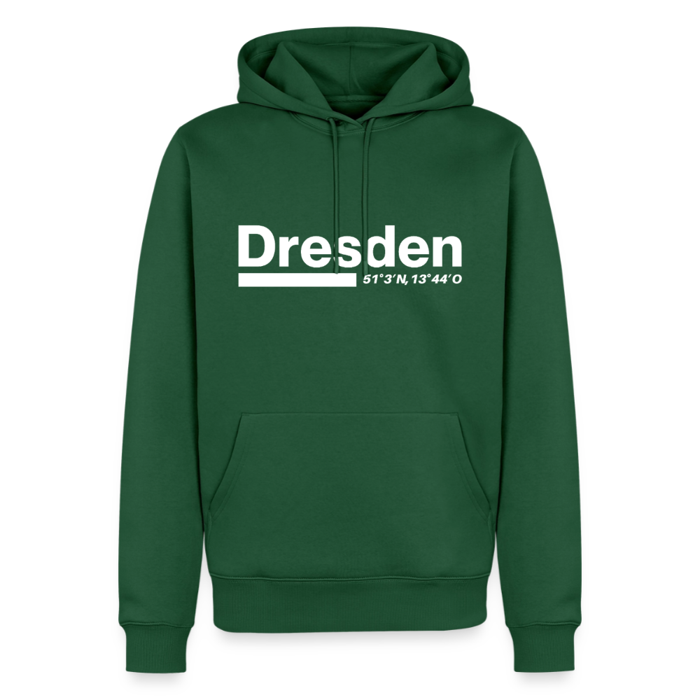 Hoodie Dresden "Bold GPS White" - Flaschengrün