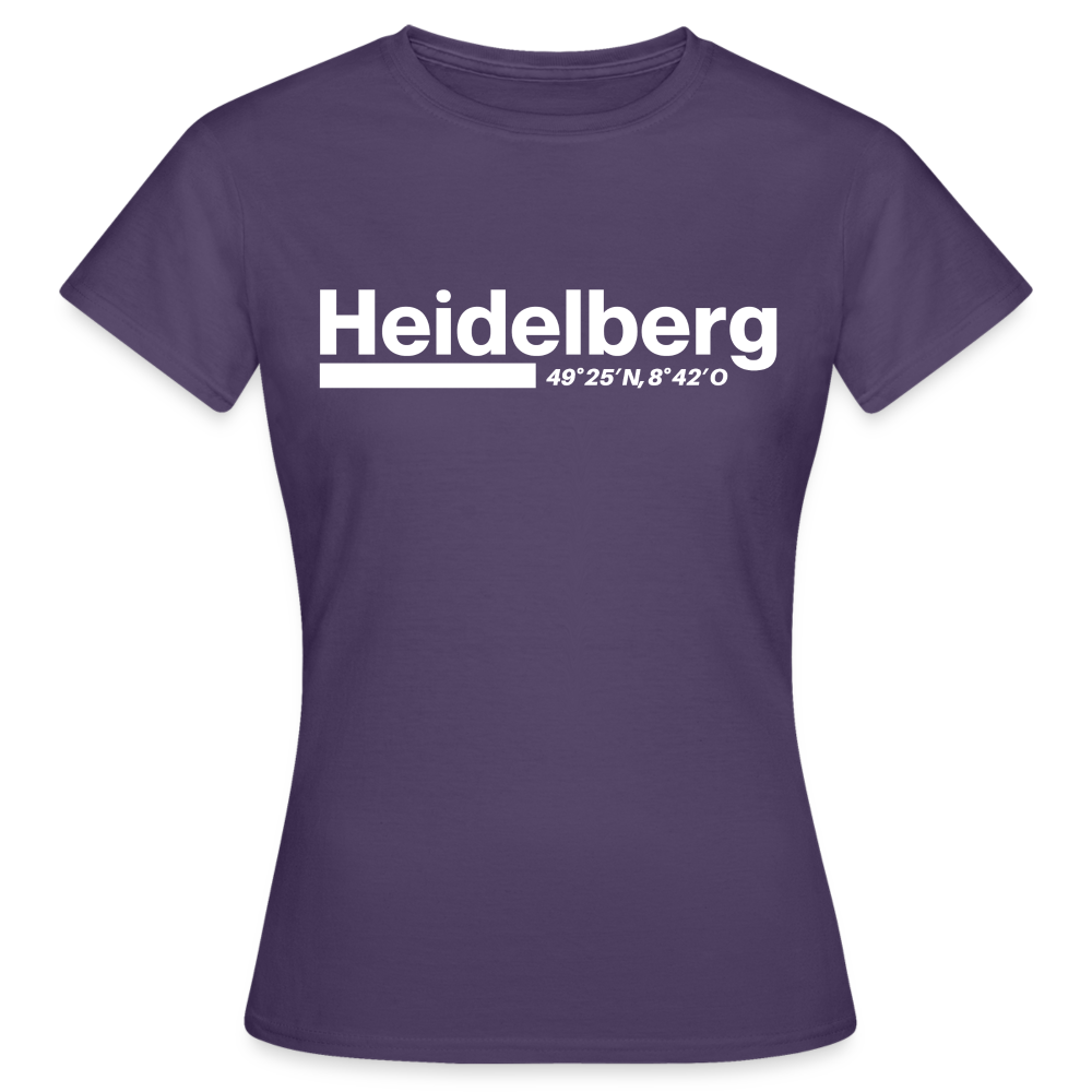 T-Shirt Ladies Heidelberg "Bold GPS White" - Dunkellila