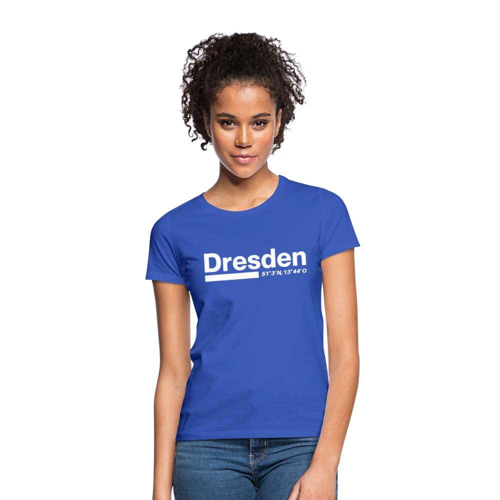 T-Shirt Ladies Dresden "Bold GPS White" - Royalblau