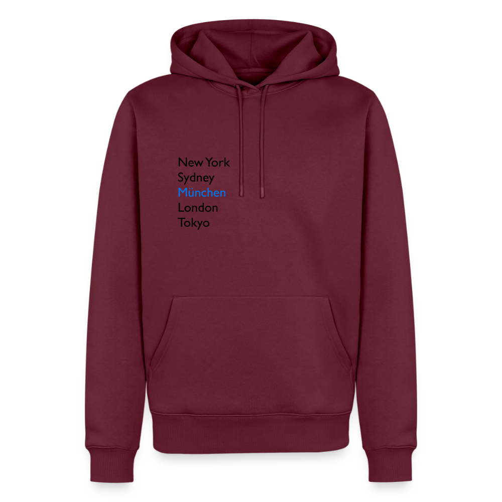 Hoodie München "Metropolen" Dark Edition - Burgunderrot