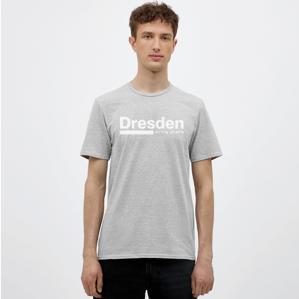 T-Shirt Dresden "Bold GPS White" - Grau meliert
