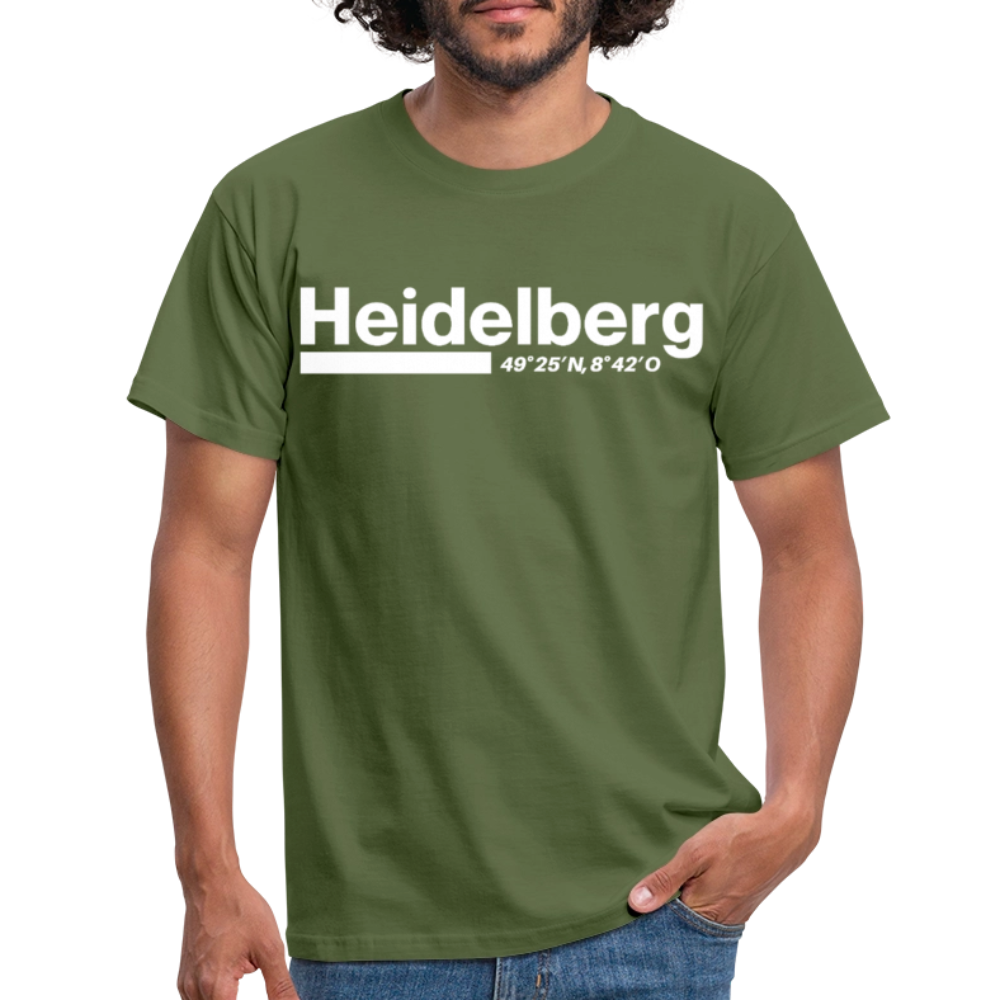 T-Shirt Heidelberg "Bold GPS White" - Militärgrün