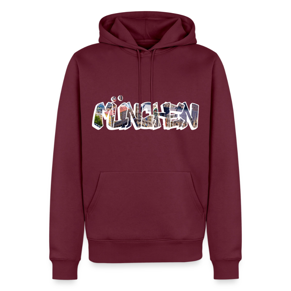 Hoodie München "Graffiti Marienplatz" Bright Edition - Burgunderrot