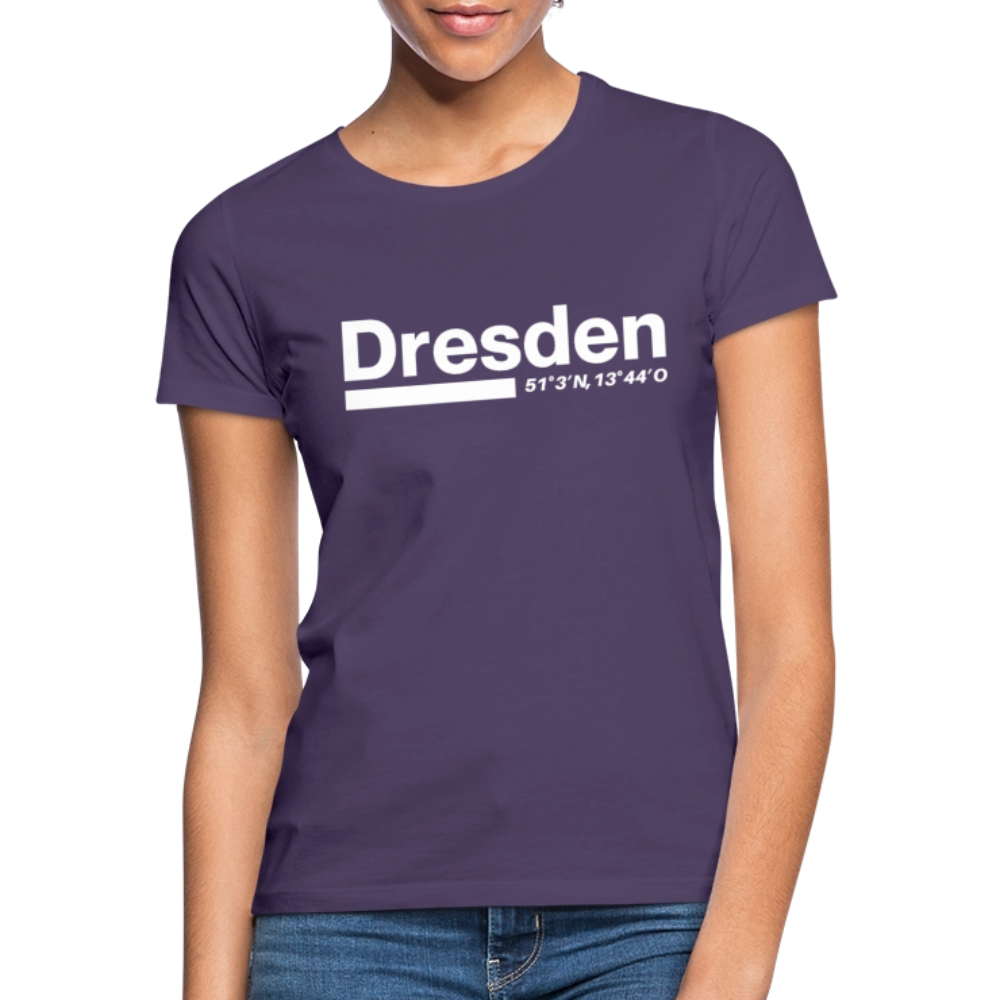 T-Shirt Ladies Dresden "Bold GPS White" - Dunkellila