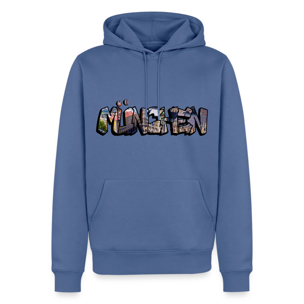 Hoodie München "Graffiti Marienplatz" Dark Edition - Taubenblau