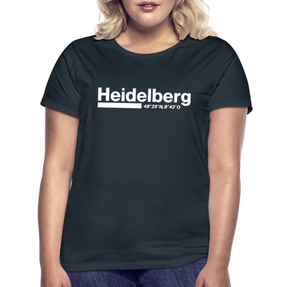 T-Shirt Ladies Heidelberg "Bold GPS White" - Navy