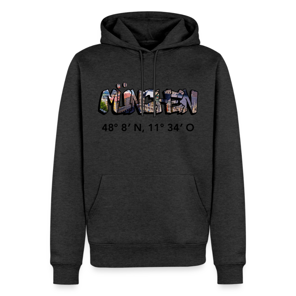 Hoodie München "Graffiti Marienplatz GPS" Dark Edition - Anthrazit meliert