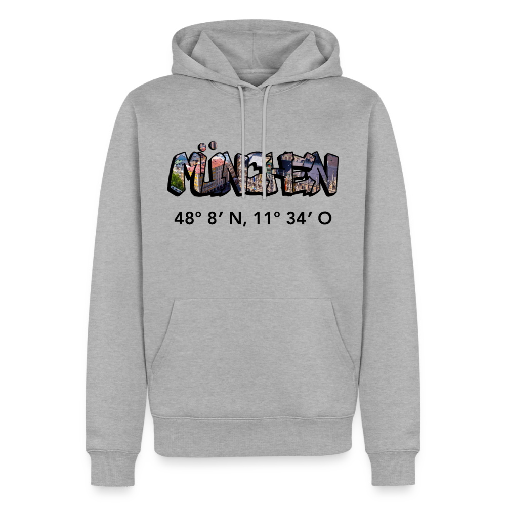 Hoodie München "Graffiti Marienplatz GPS" Dark Edition - Grau meliert