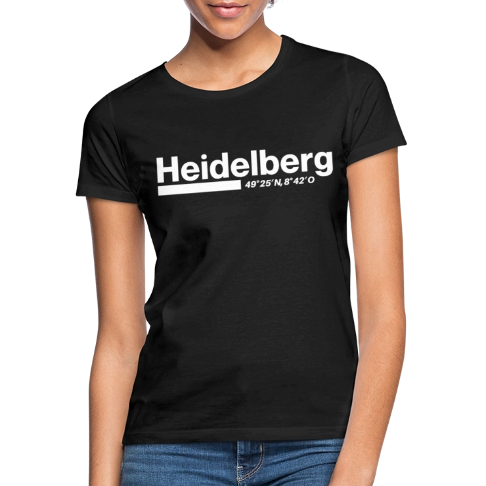 T-Shirt Ladies Heidelberg "Bold GPS White" - Schwarz