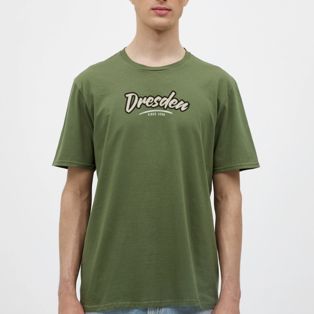 T-Shirt Dresden "Graffiti Tag White" - Militärgrün