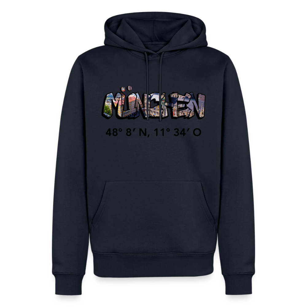 Hoodie München "Graffiti Marienplatz GPS" Dark Edition - Navy
