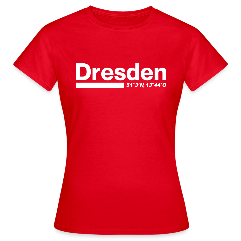 T-Shirt Ladies Dresden "Bold GPS White" - Rot