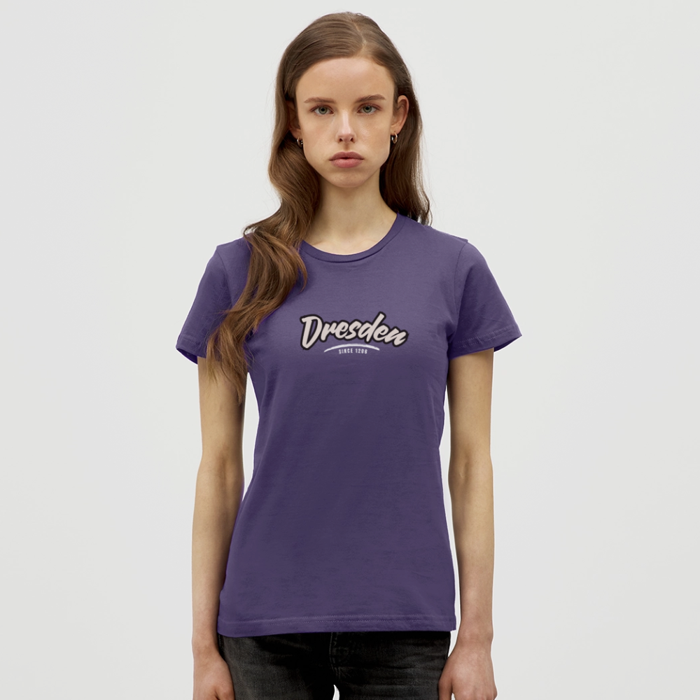 T-Shirt Ladies Dresden "Graffiti Tag White" - Dunkellila