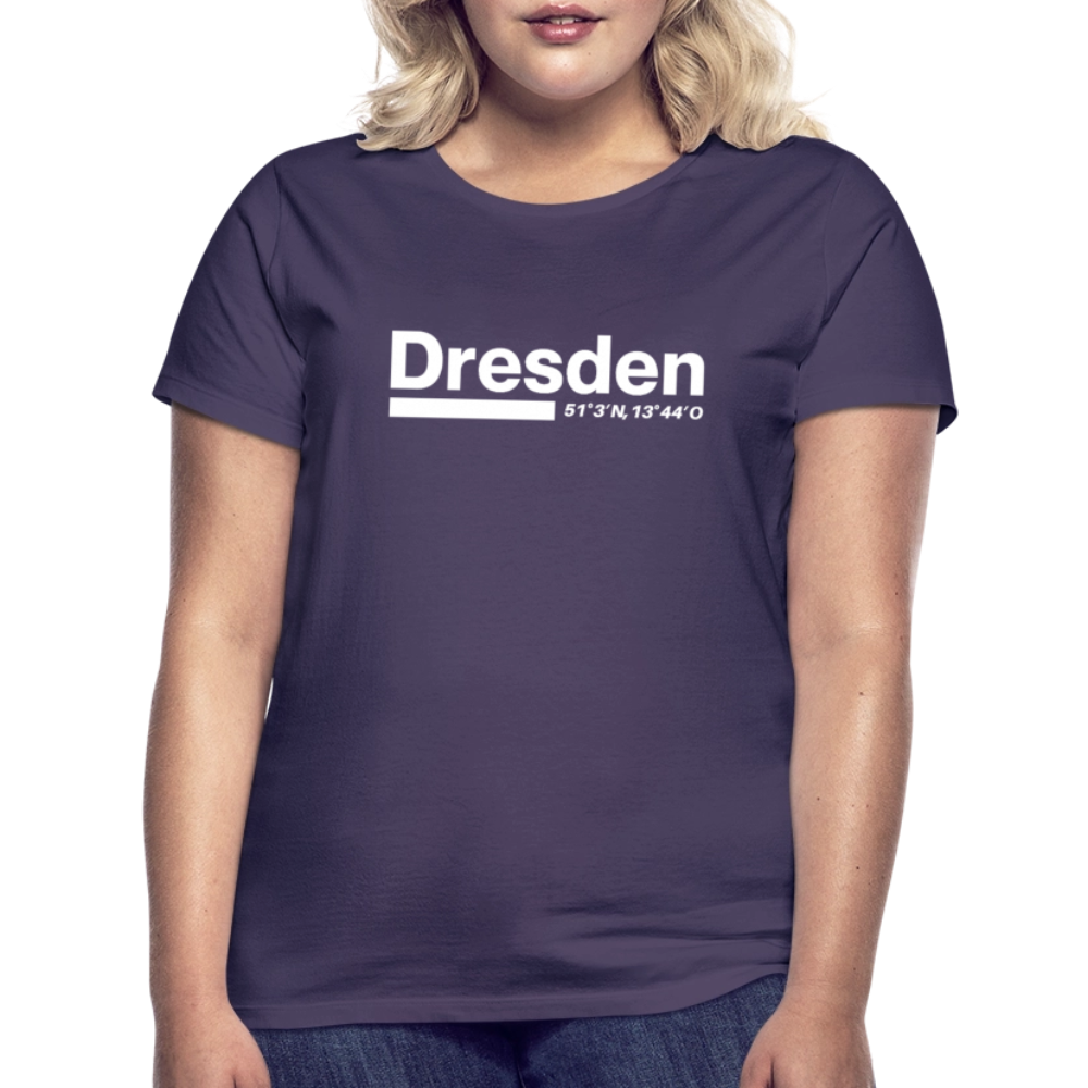 T-Shirt Ladies Dresden "Bold GPS White" - Dunkellila