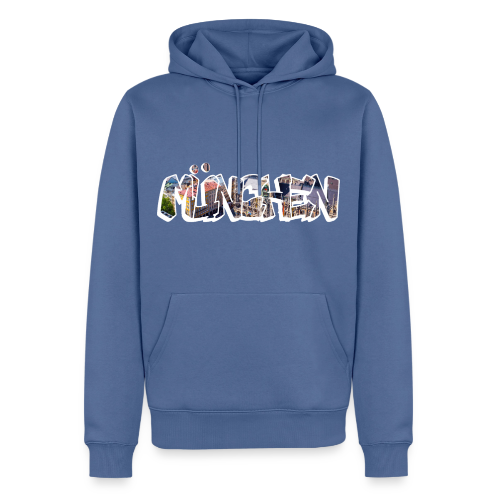 Hoodie München "Graffiti Marienplatz" Bright Edition - Taubenblau