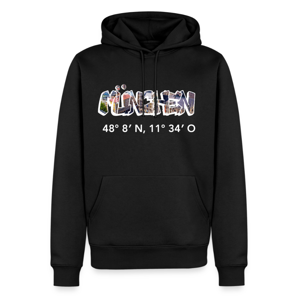 Hoodie München "Graffiti Marienplatz GPS" Bright Edition - Schwarz