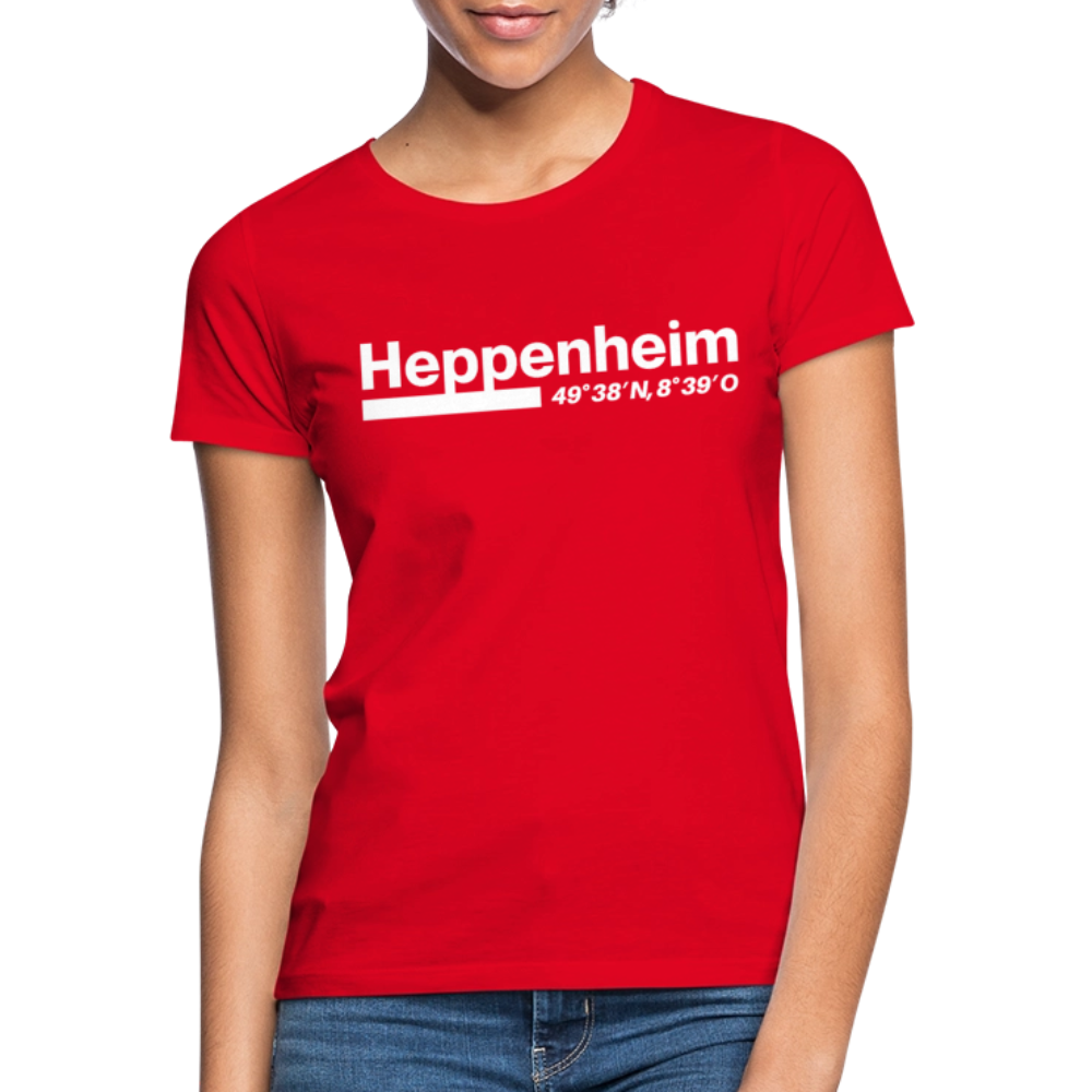 T-Shirt Ladies Heppenheim "Bold GPS White" - Rot