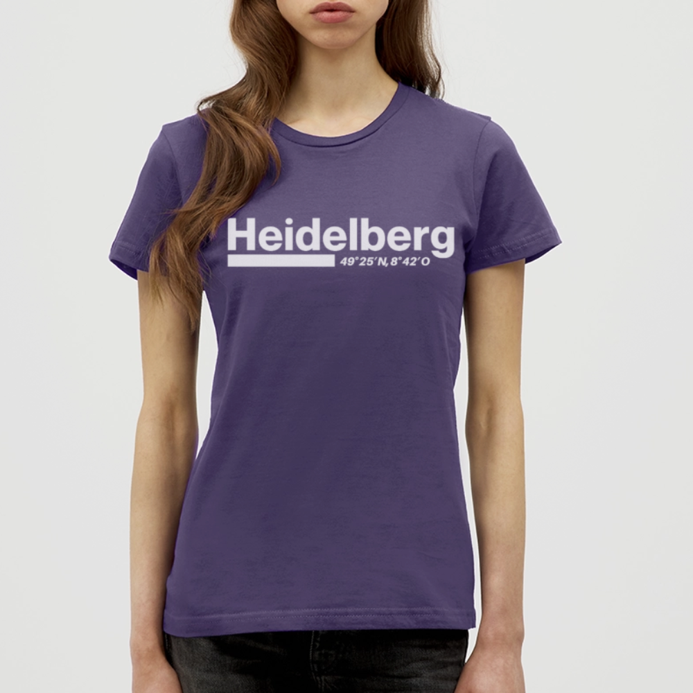 T-Shirt Ladies Heidelberg "Bold GPS White" - Dunkellila