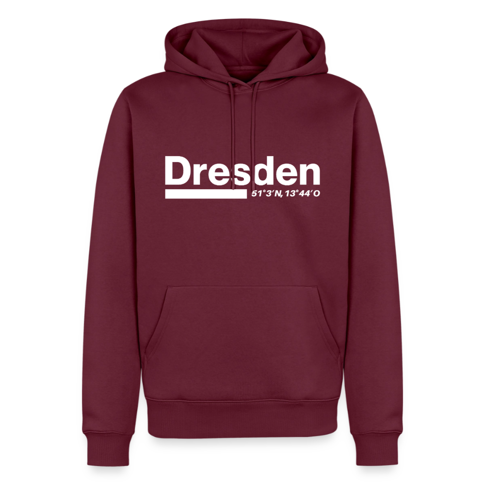Hoodie Dresden "Bold GPS White" - Burgunderrot