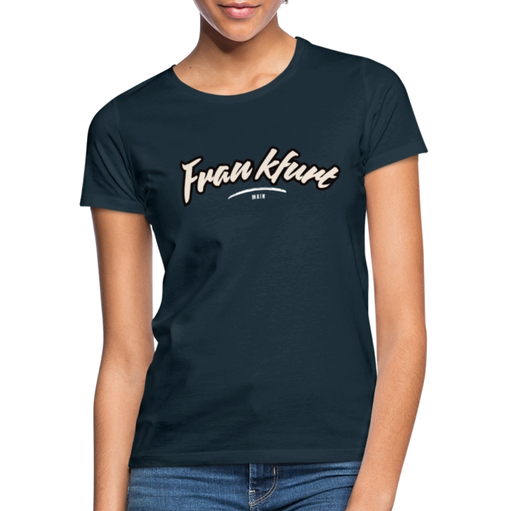 T-Shirt Ladies Frankfurt (Main) "Graffiti Tag White" - Navy