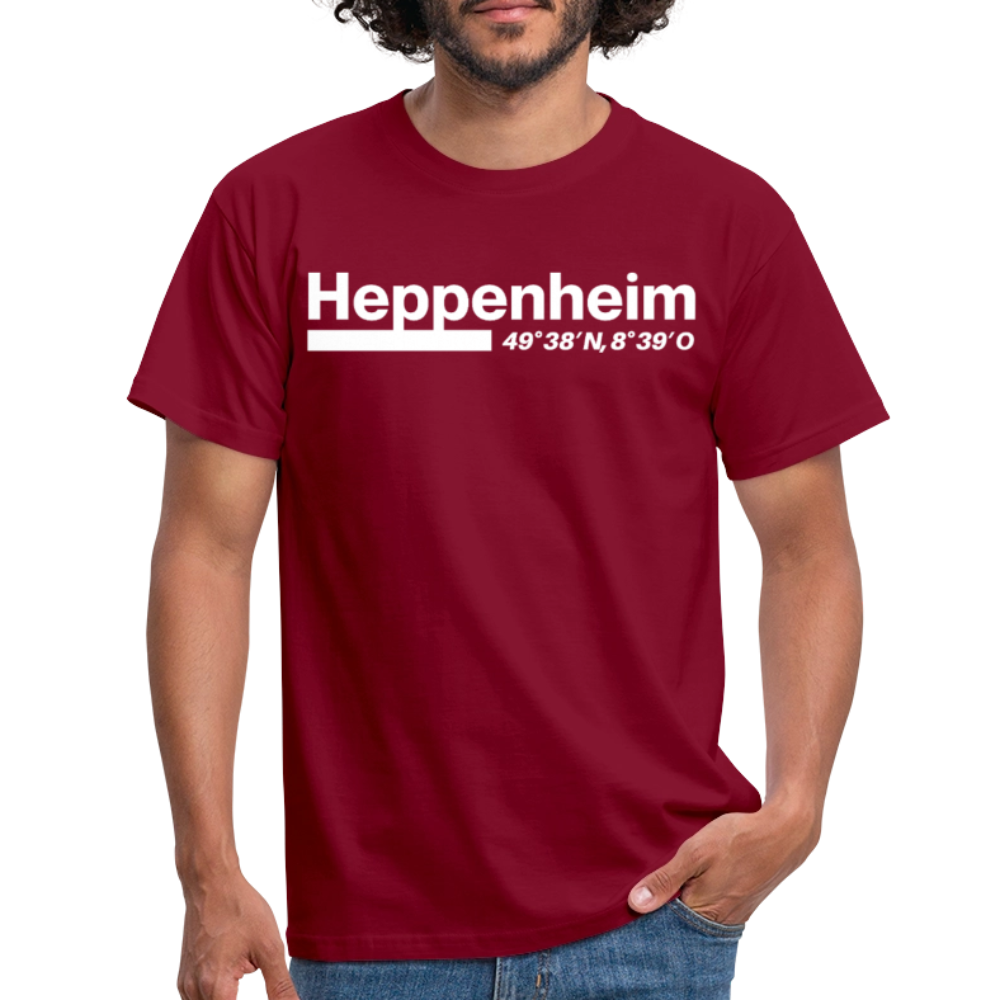T-Shirt Heppenheim "Bold GPS White" - Ziegelrot