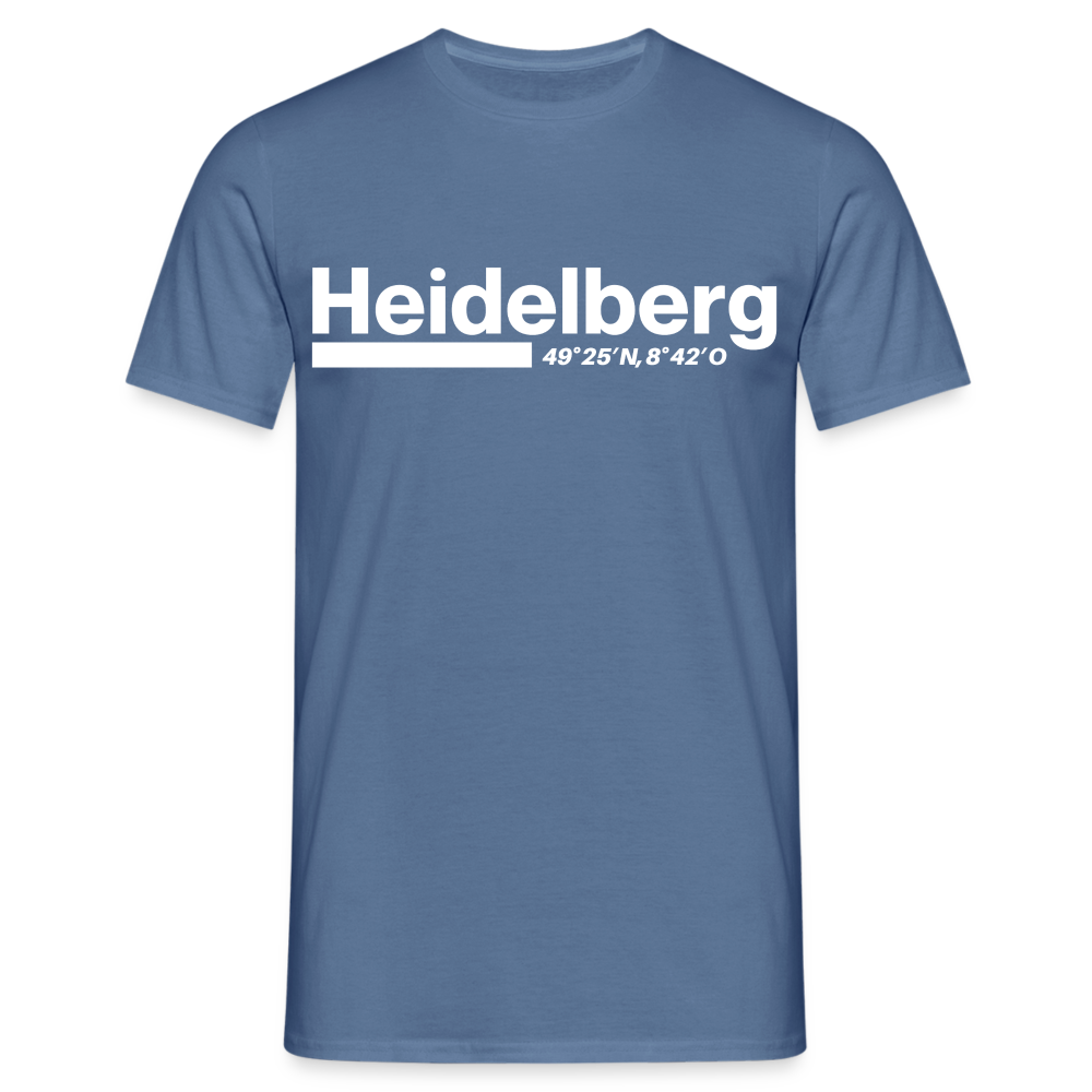 T-Shirt Heidelberg "Bold GPS White" - Taubenblau 