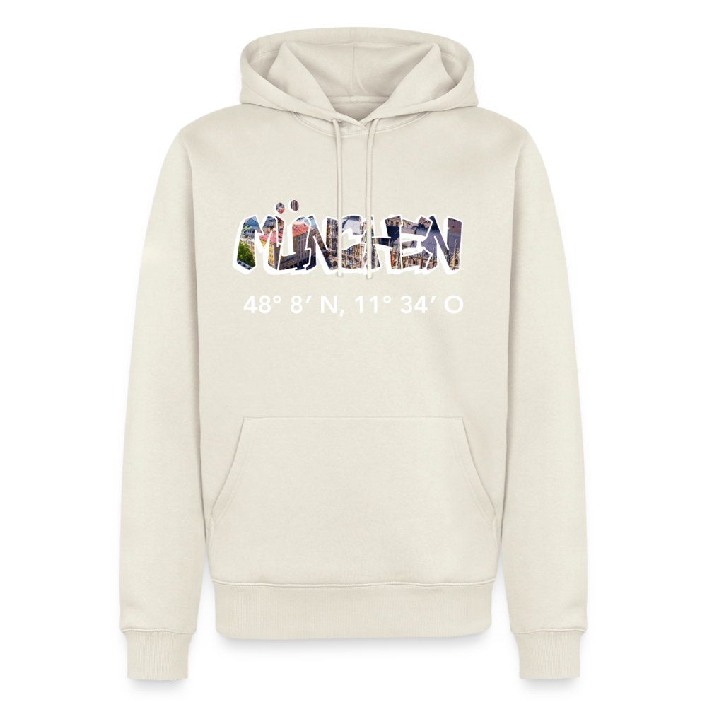 Hoodie München "Graffiti Marienplatz GPS" Bright Edition - Naturweiß