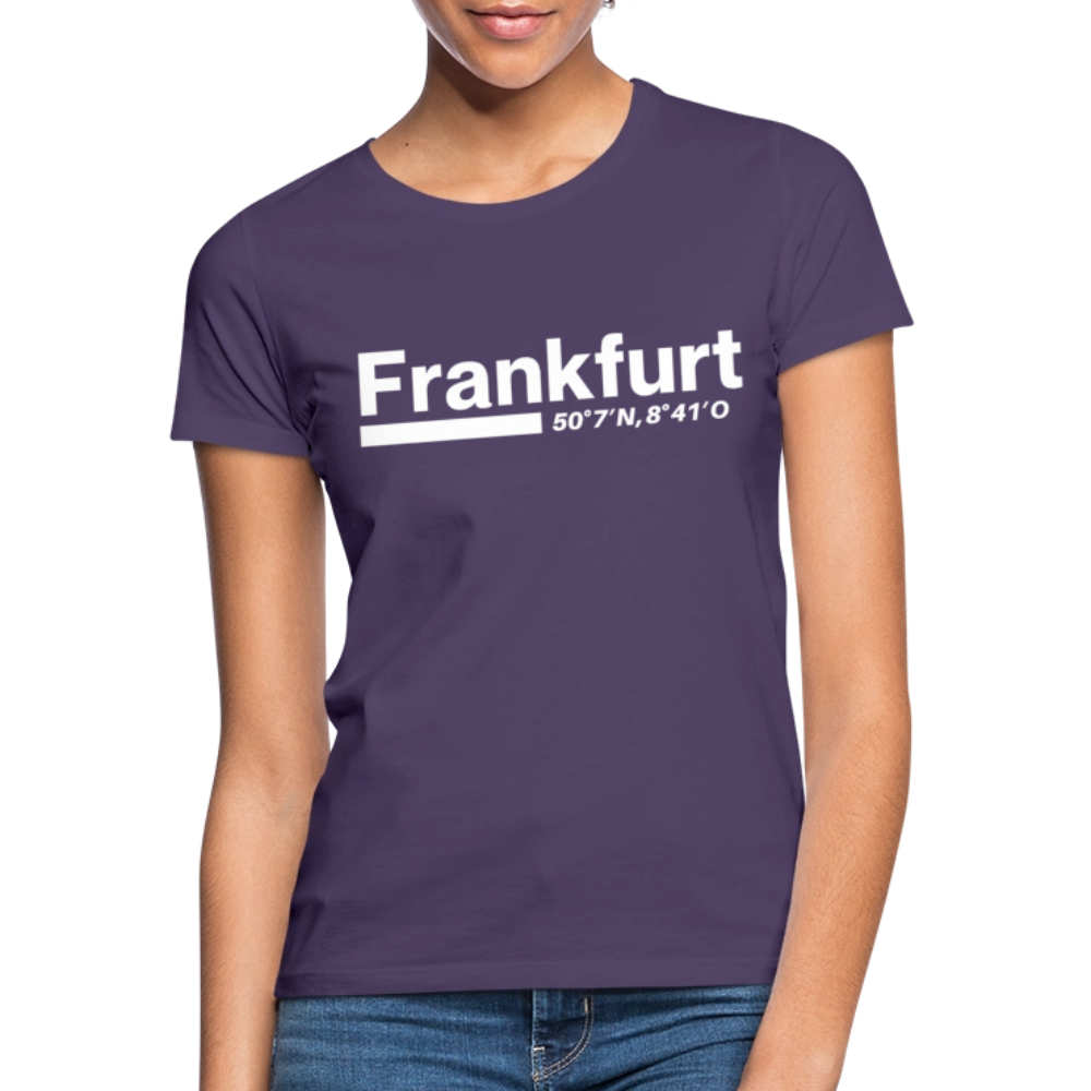 T-Shirt Ladies Frankfurt (Main) "Bold GPS White" - Dunkellila
