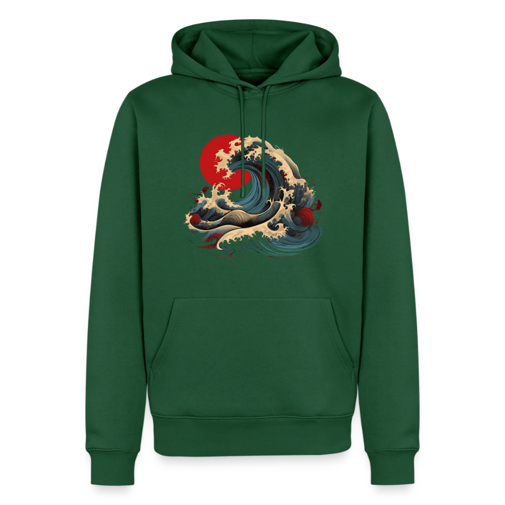 Hoodie Japan "Wave" - Flaschengrün