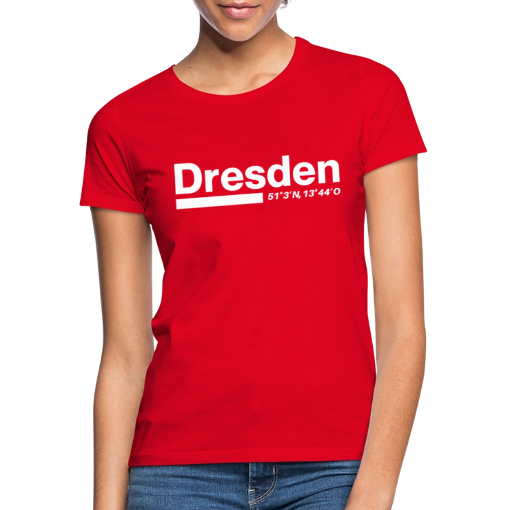 T-Shirt Ladies Dresden "Bold GPS White" - Rot