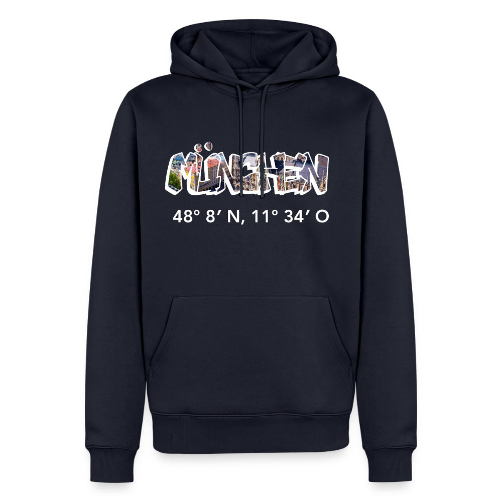 Hoodie München "Graffiti Marienplatz GPS" Bright Edition - Navy