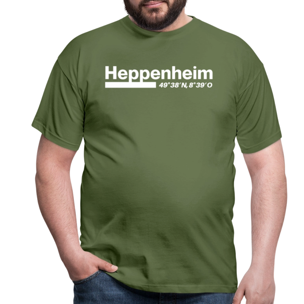 T-Shirt Heppenheim "Bold GPS White" - Militärgrün