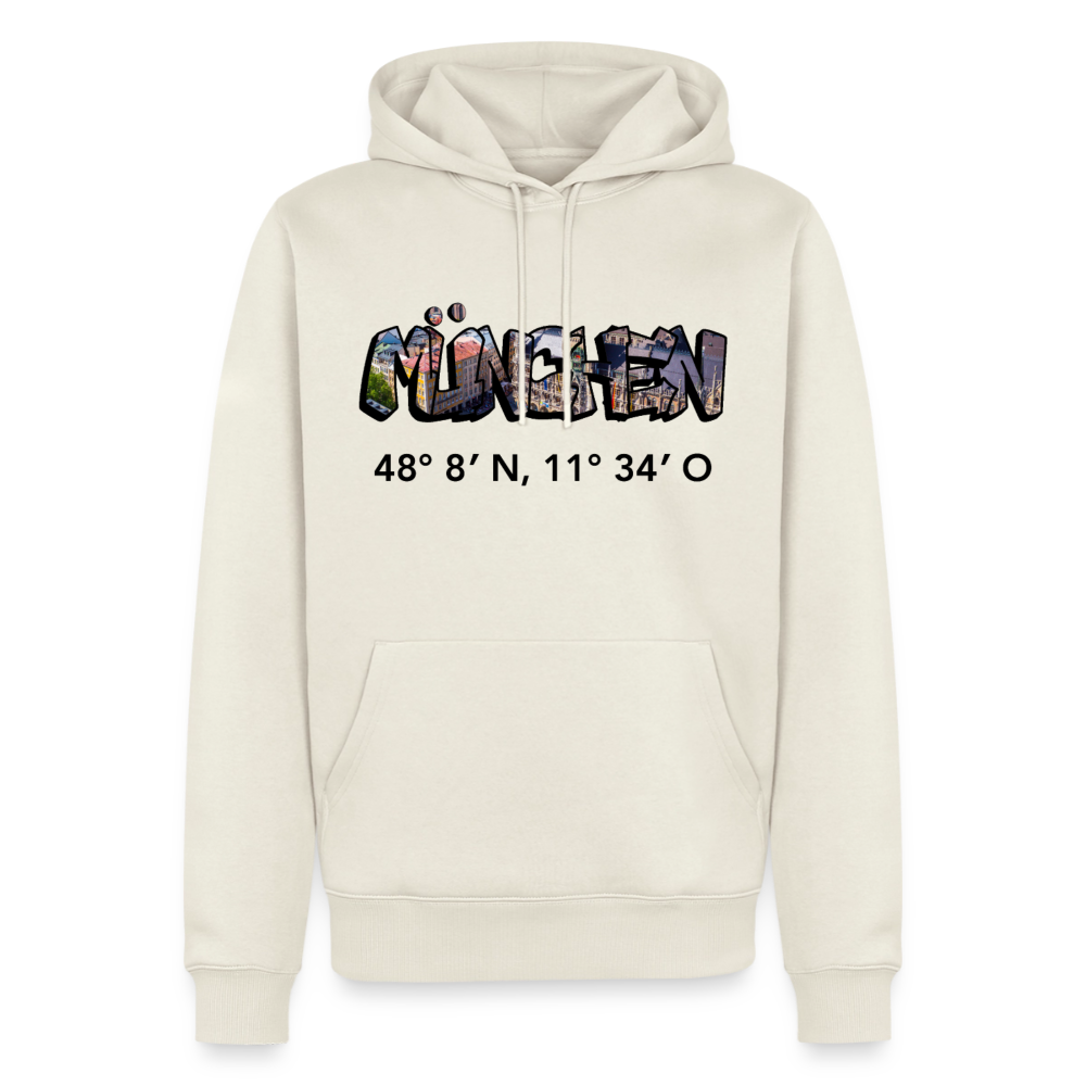 Hoodie München "Graffiti Marienplatz GPS" Dark Edition - Naturweiß