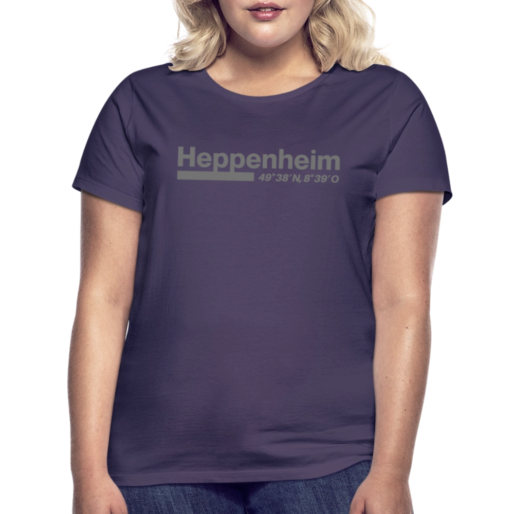 T-Shirt Ladies Heppenheim "Bold GPS" - Dunkellila