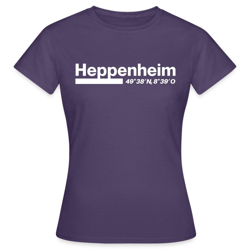 T-Shirt Ladies Heppenheim "Bold GPS White" - Dunkellila