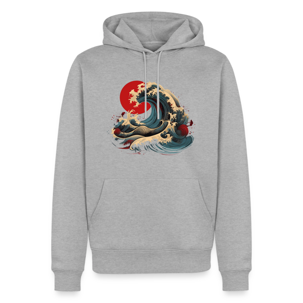 Hoodie Japan "Wave" - Grau meliert