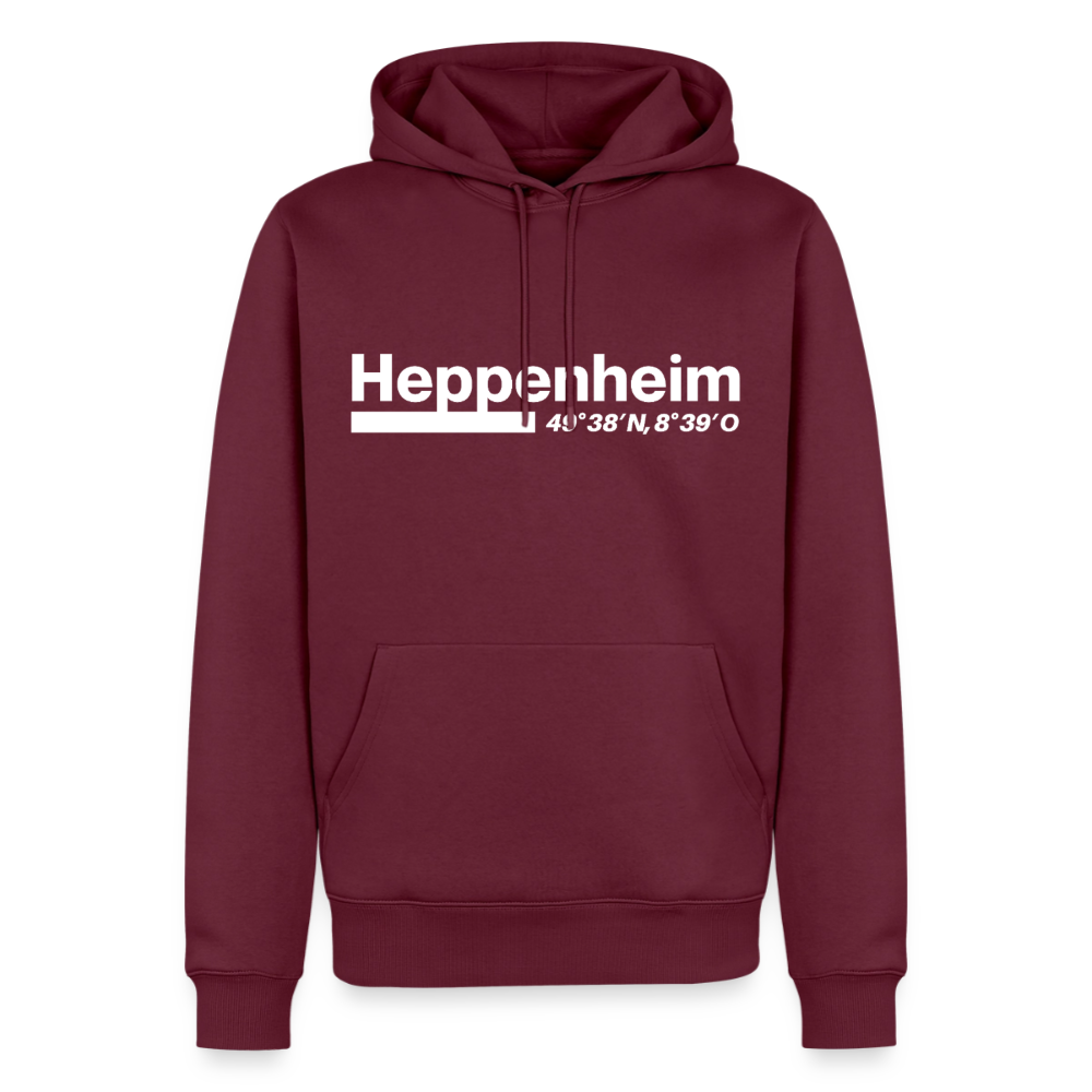 Hoodie Heppenheim "Bold GPS White" - Burgunderrot