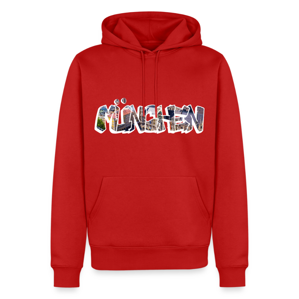 Hoodie München "Graffiti Marienplatz" Bright Edition - Rot