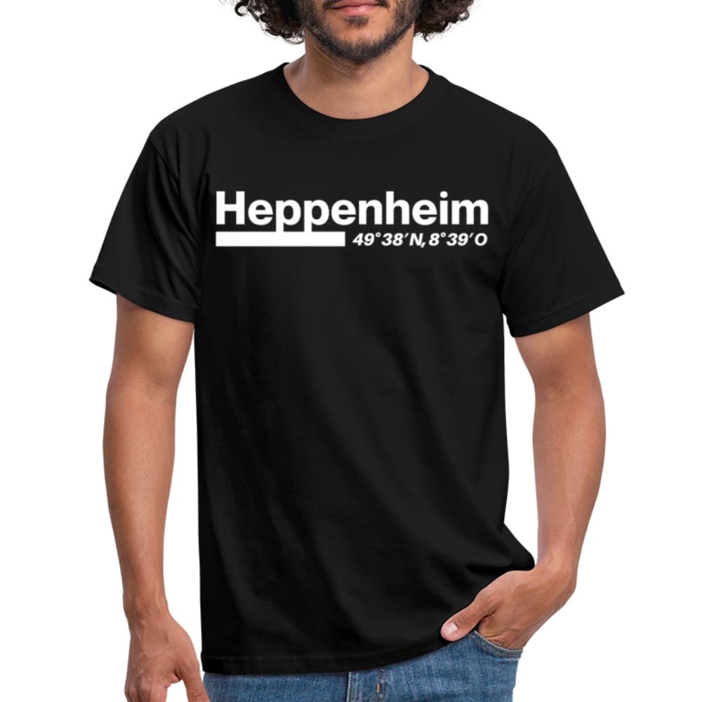 T-Shirt Heppenheim "Bold GPS White" - Schwarz