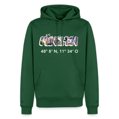 Hoodie München "Graffiti Marienplatz GPS" Bright Edition - Flaschengrün