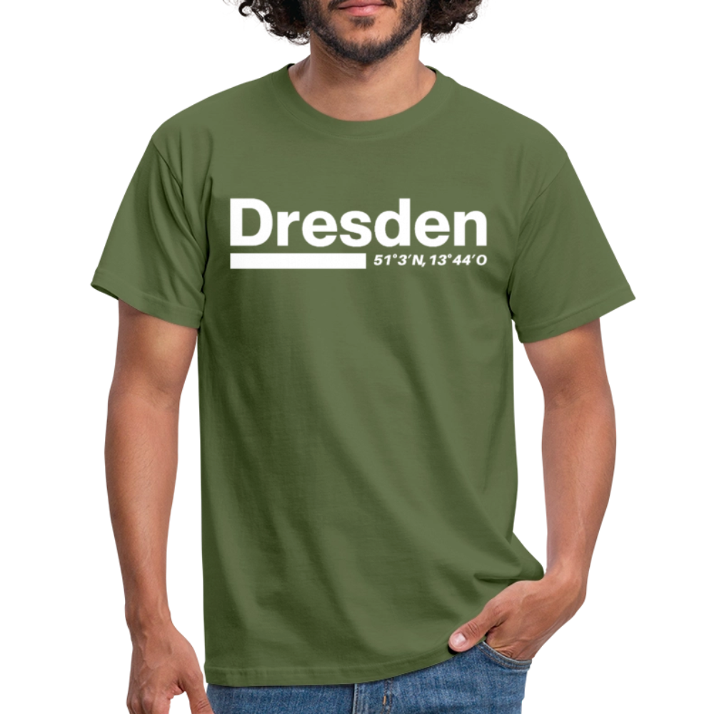 T-Shirt Dresden "Bold GPS White" - Militärgrün