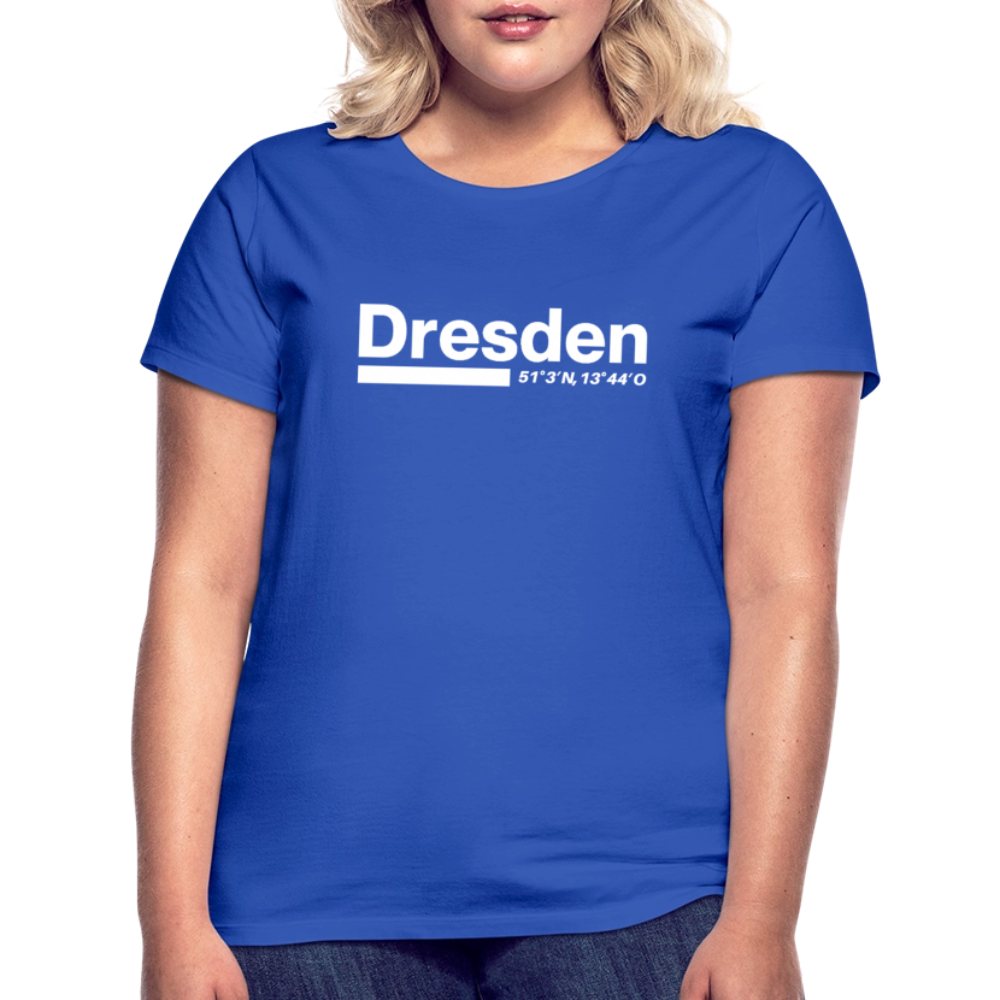 T-Shirt Ladies Dresden "Bold GPS White" - Royalblau