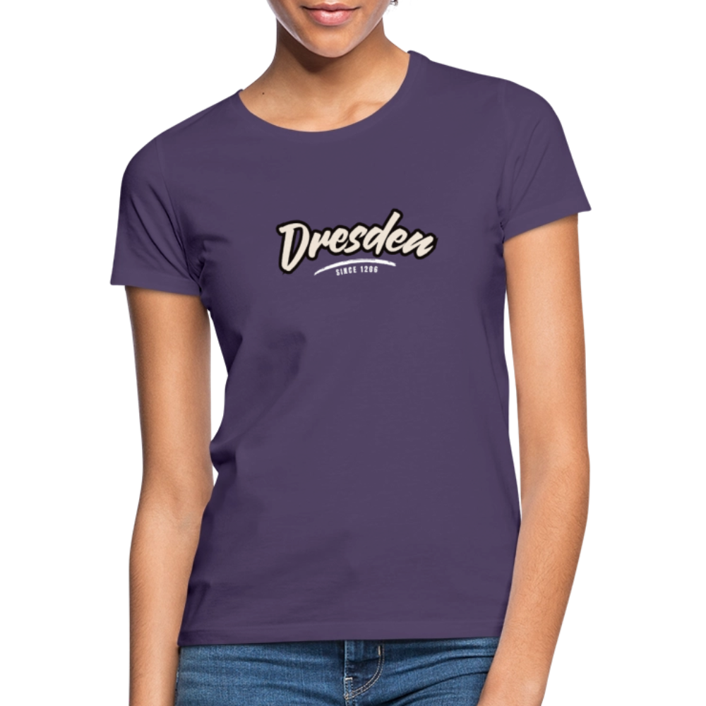 T-Shirt Ladies Dresden "Graffiti Tag White" - Dunkellila