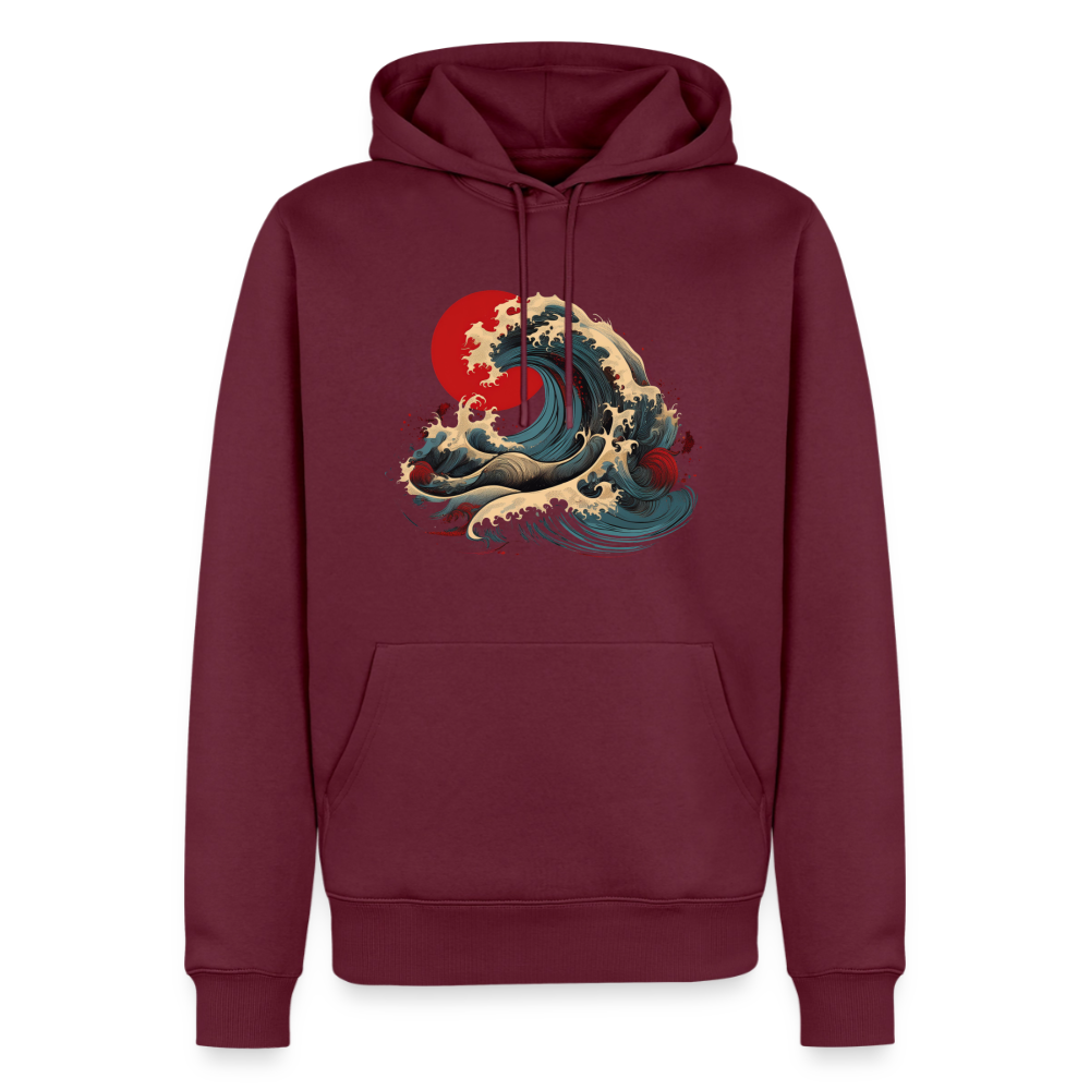 Hoodie Japan "Wave" - Burgunderrot