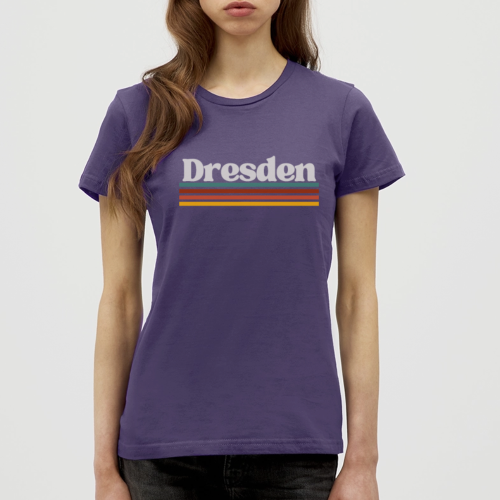 T-Shirt Ladies Dresden "Retro" - Dunkellila