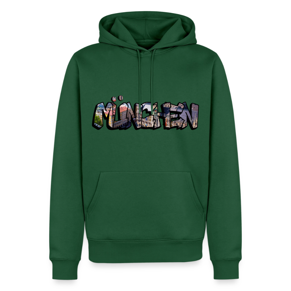 Hoodie München "Graffiti Marienplatz" Dark Edition - Flaschengrün